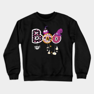 Boo Halloween Costume Spiders, Ghosts, Pumkin Witch Hat Crewneck Sweatshirt